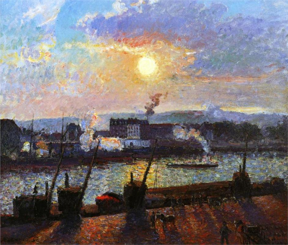 Sunset, Rouen - Camille Pissarro Paintings